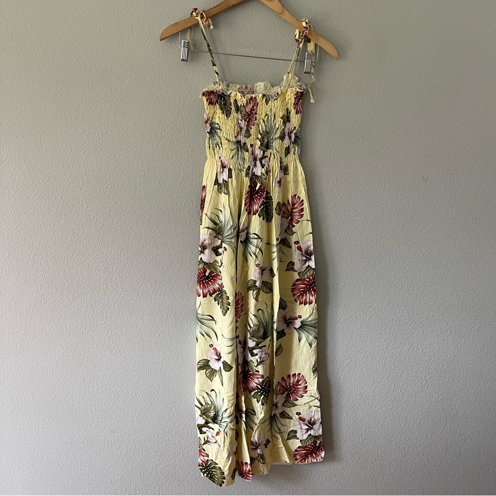 Paradise Bay Yellow Floral Sundress Smocked Size S/M